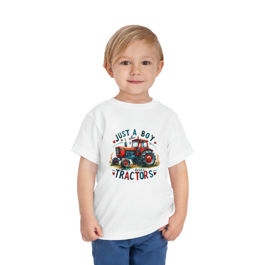 Just A Boy Who Loves Tractors Toddler Short Sleeve Tee
